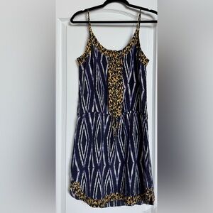 Vix Paul Hermanny Stylish Women's Mini Dress - Navy Blue and Yellow Pattern